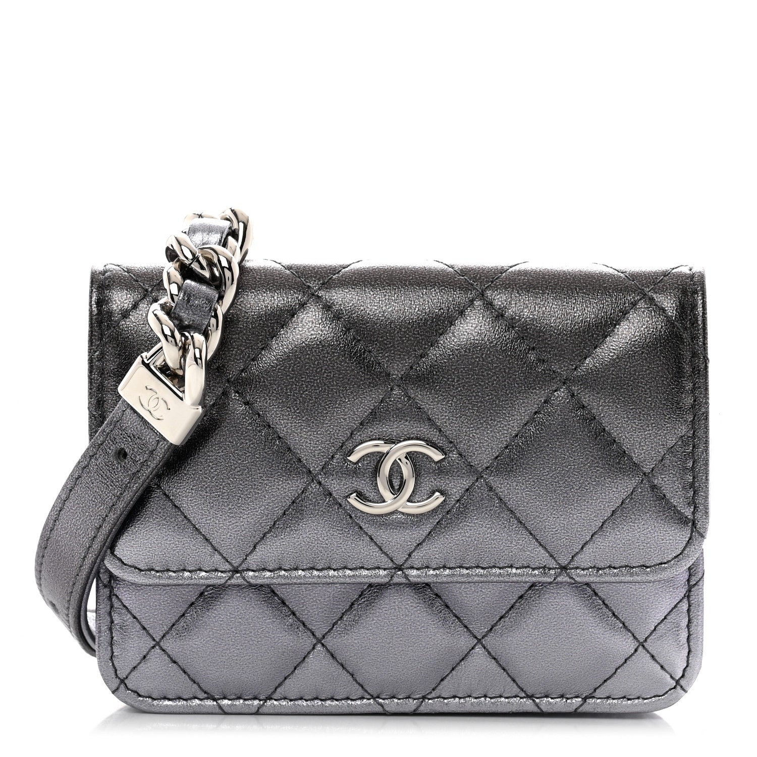 Chanel Gradient Metallic Lambskin Quilted Flap Chain Belt Bag Silver Purple 1 of 8