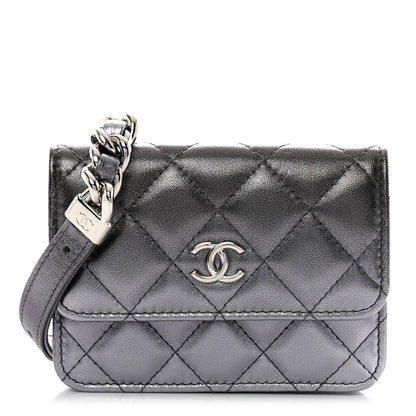 Chanel Gradient Metallic Lambskin Quilted Flap Chain Belt Bag Silver Purple 1 of 8