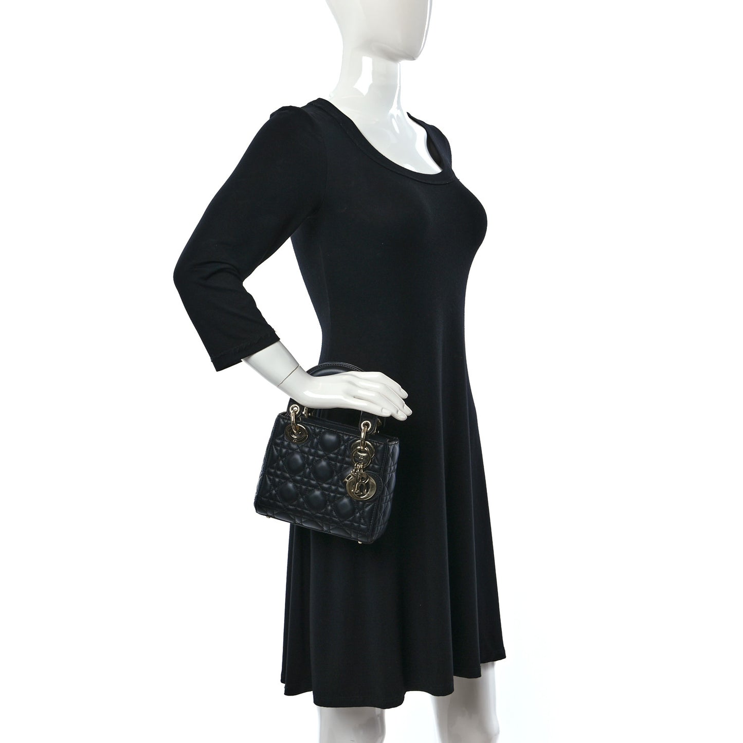 Lambskin Cannage Mini Lady Dior Black