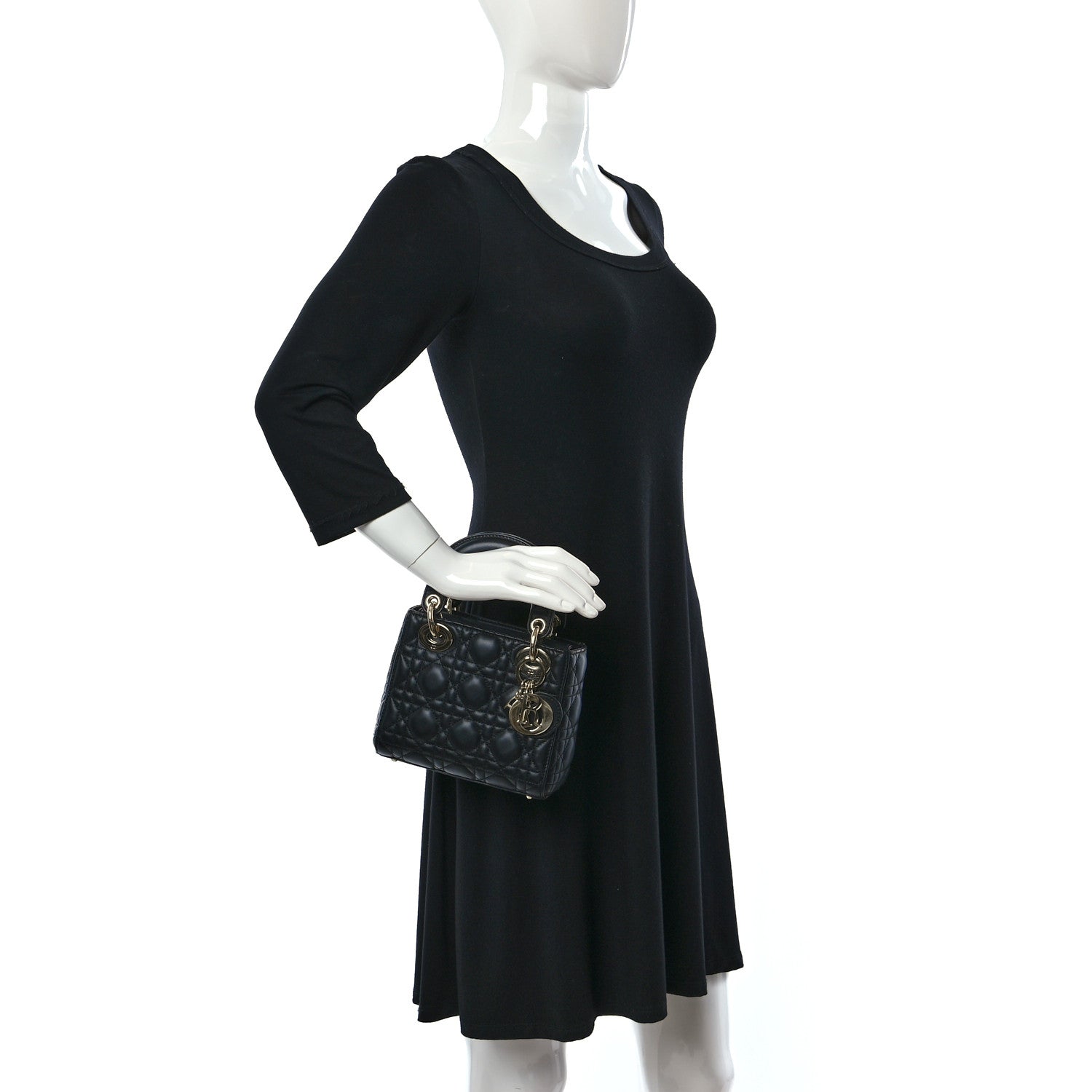 Christian Dior Lambskin Cannage Mini Lady Dior Black 2 of 8