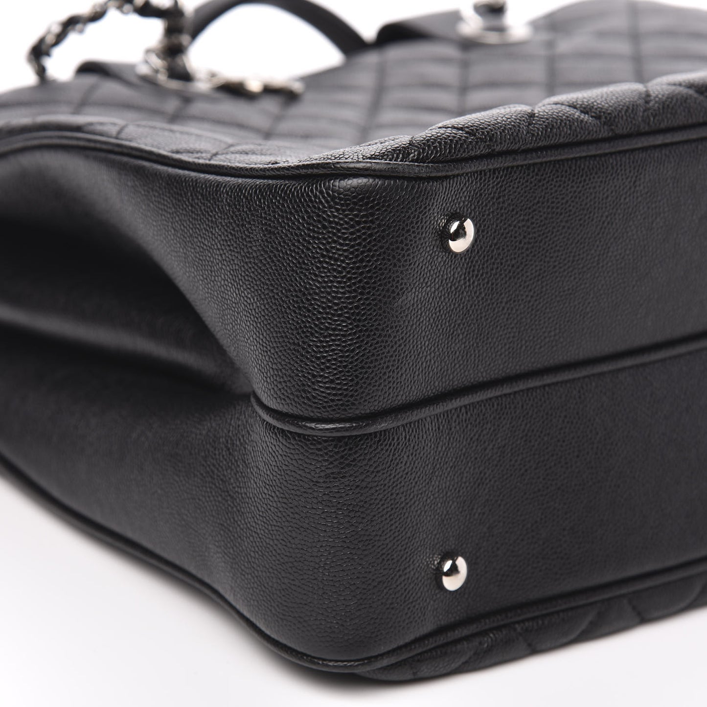 Caviar Quilted Large Urban Companion Top Handle Shopping Tote Black