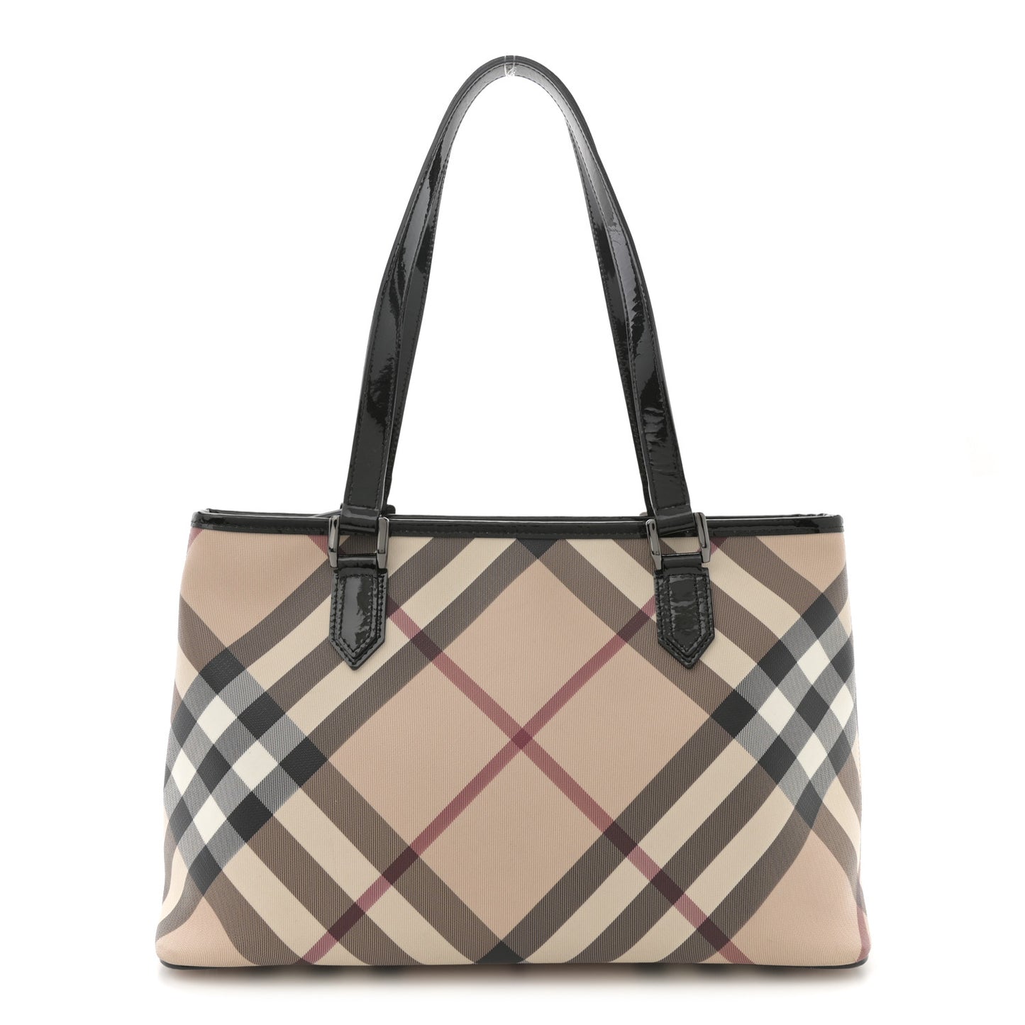 Metallic Calfskin Nova Check Small Nickie Tote Black
