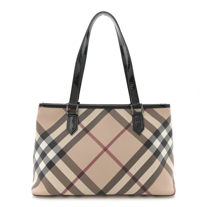 Burberry Metallic Calfskin Nova Check Small Nickie Tote Black 1 of 10
