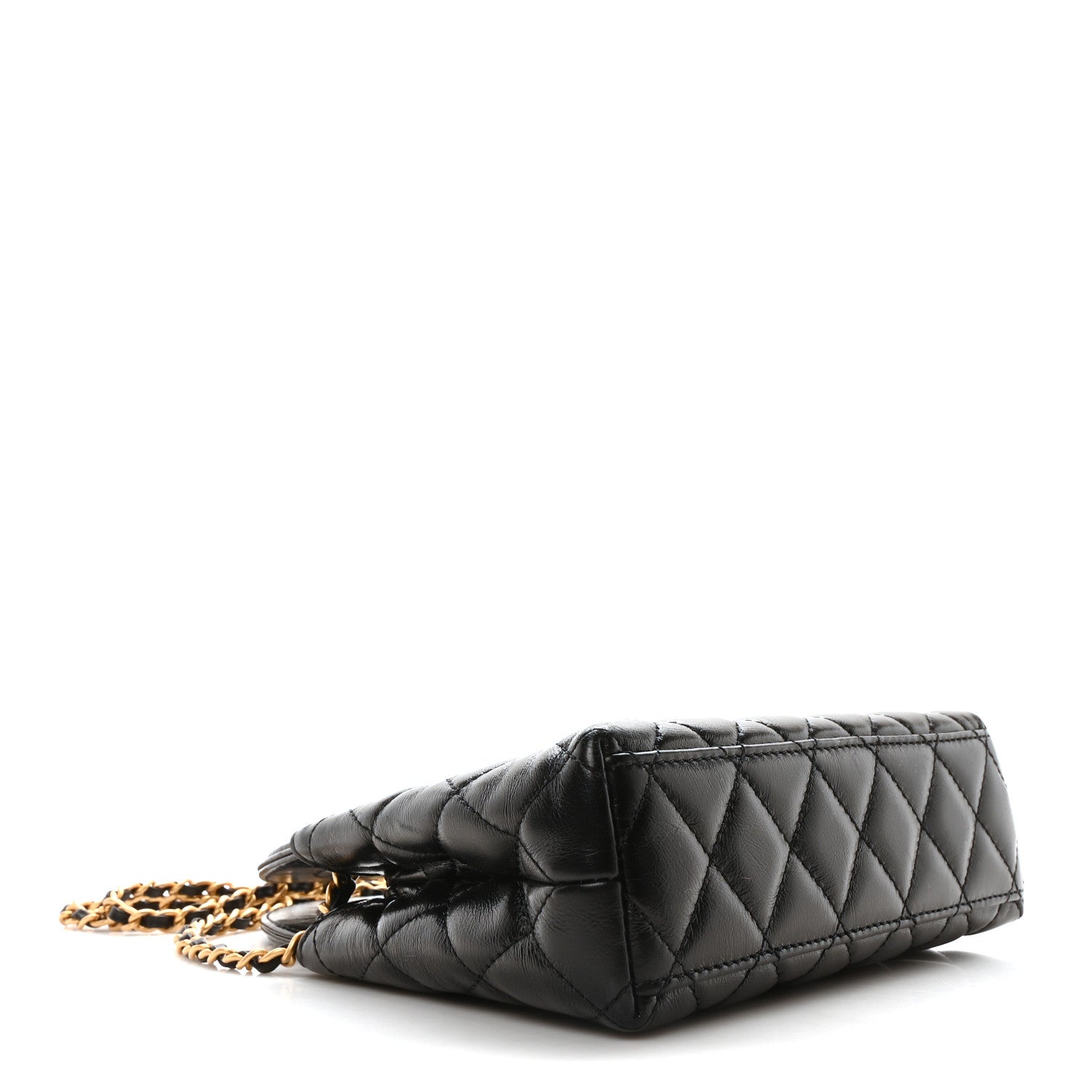 Chanel Shiny Aged Calfskin Quilted Nano Kelly Shopper Black 4 of 11