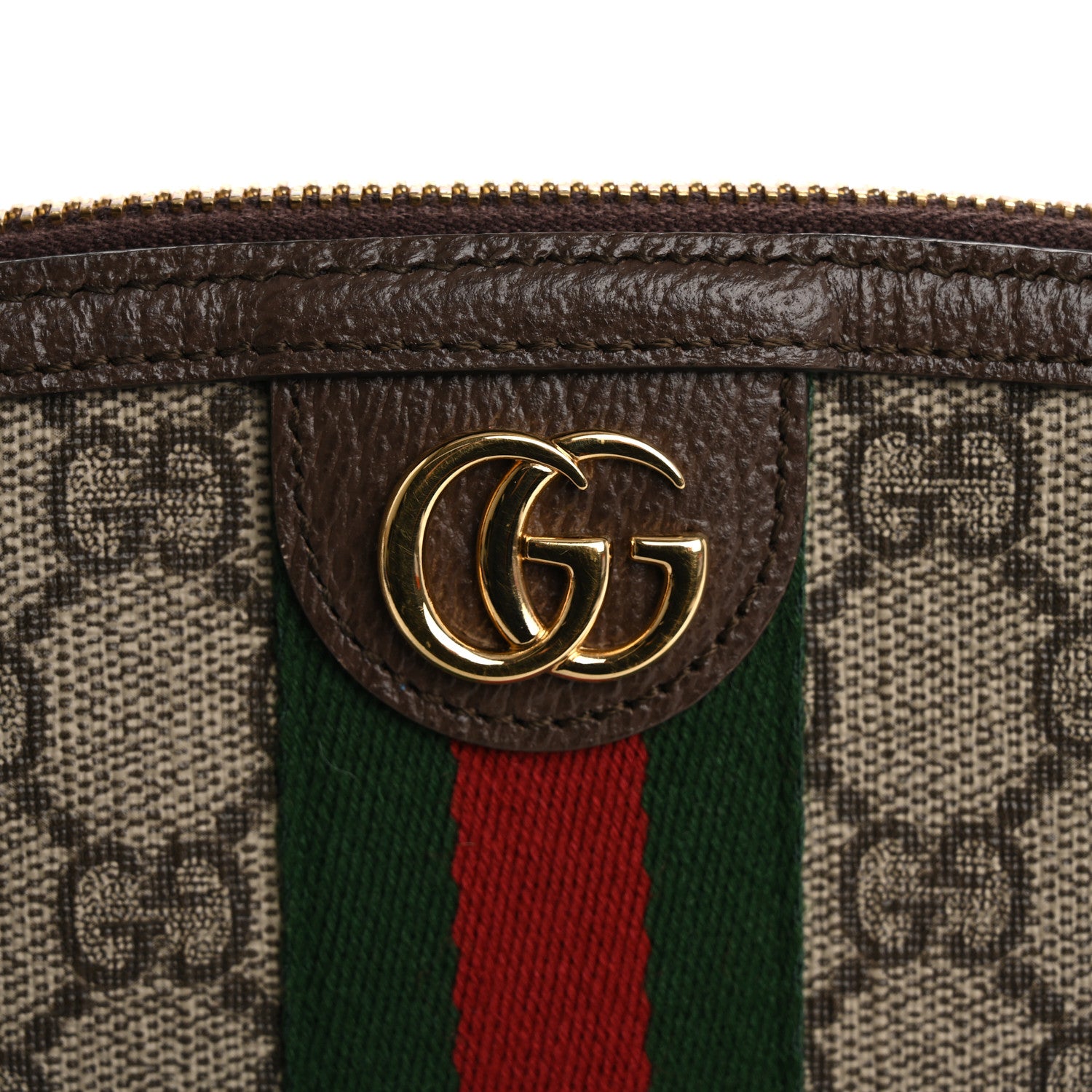 Gucci GG Supreme Monogram Textured Calfskin Web Large Ophidia Cosmetic Case Beige Ebony New Acero 10 of 11