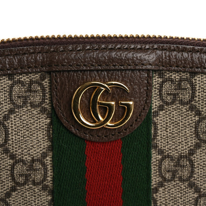 Gucci GG Supreme Monogram Textured Calfskin Web Large Ophidia Cosmetic Case Beige Ebony New Acero 10 of 11