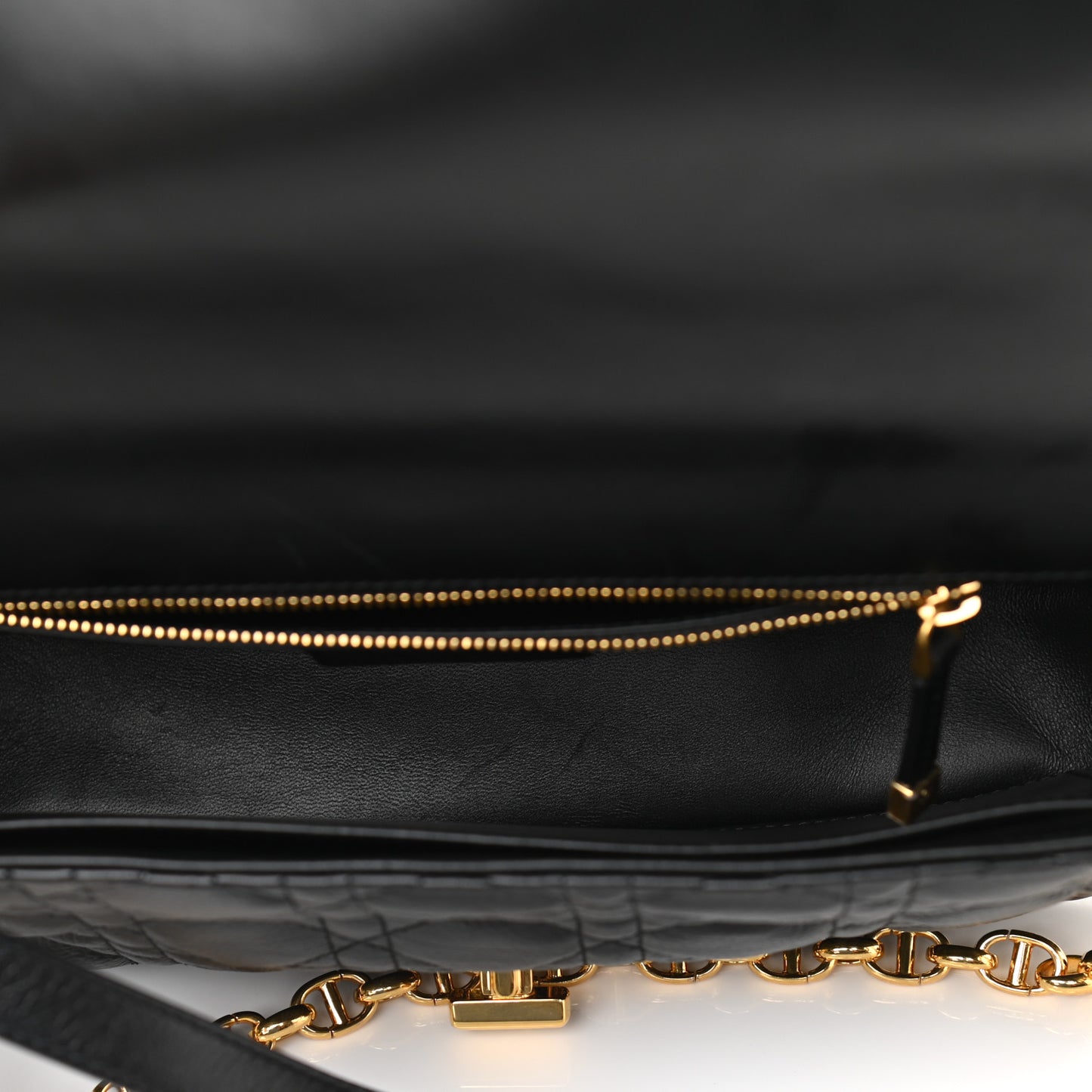 Calfskin Cannage Medium Caro Bag Black