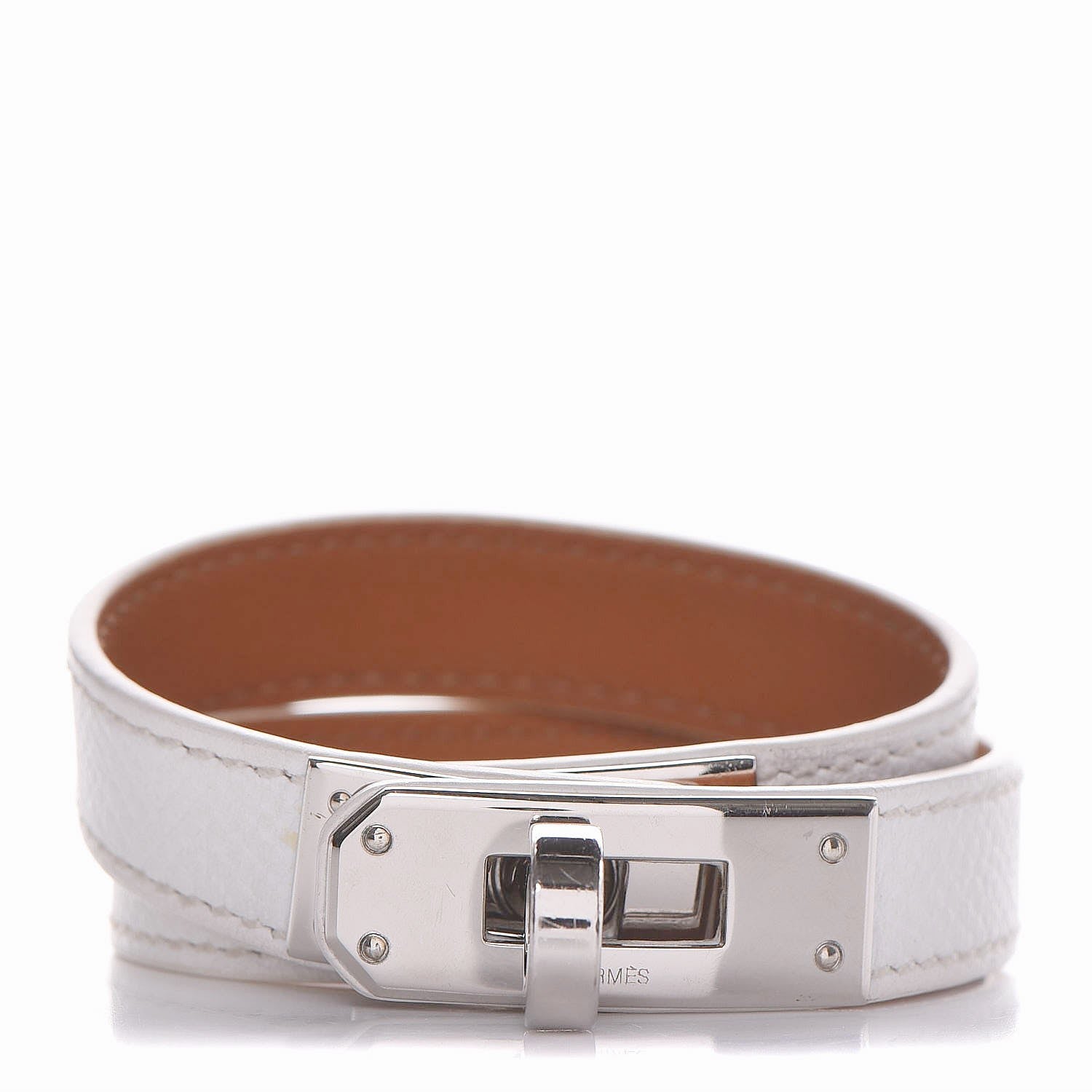 Hermes Epsom Kelly Double Tour Bracelet XS Blanc White 1 of 5