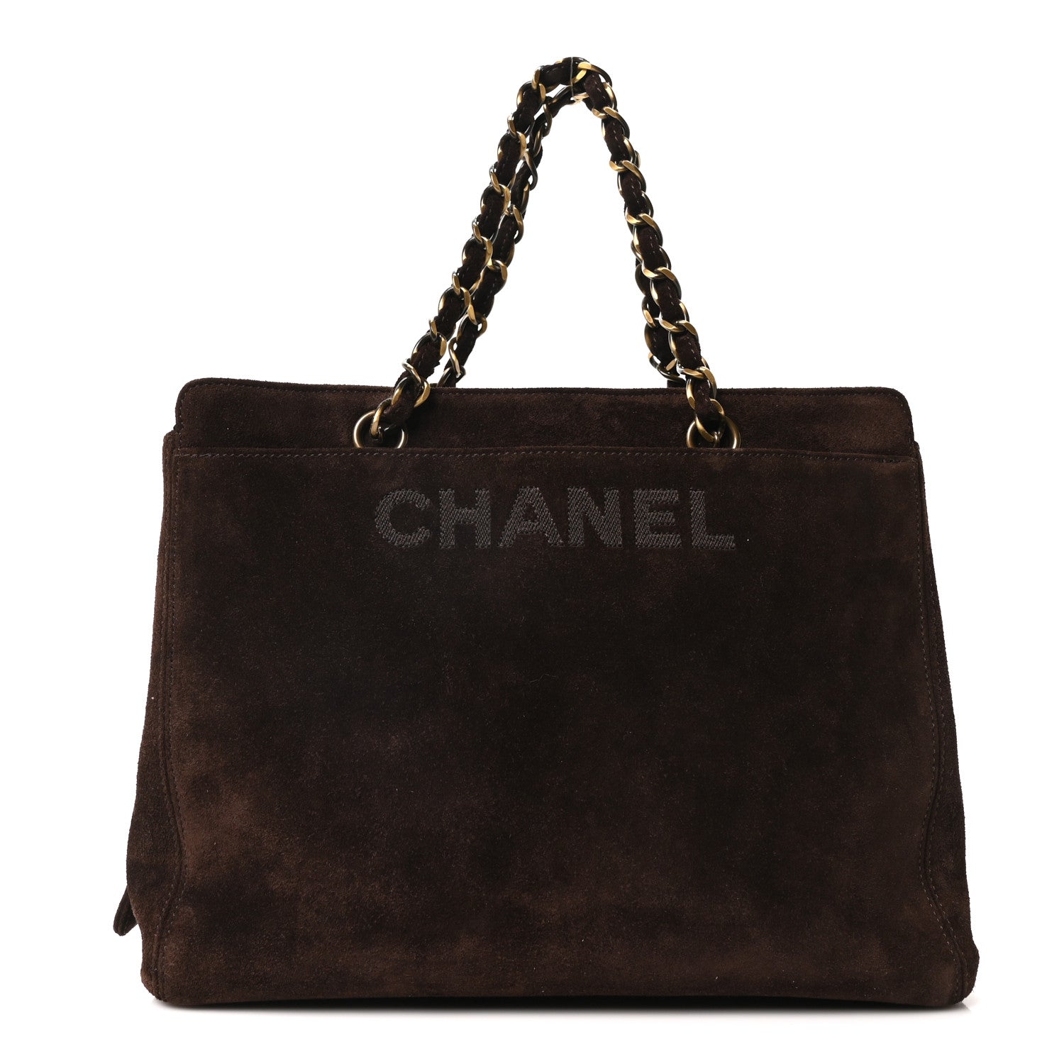 Chanel Suede Shopping Chain Tote Brown 1 of 10