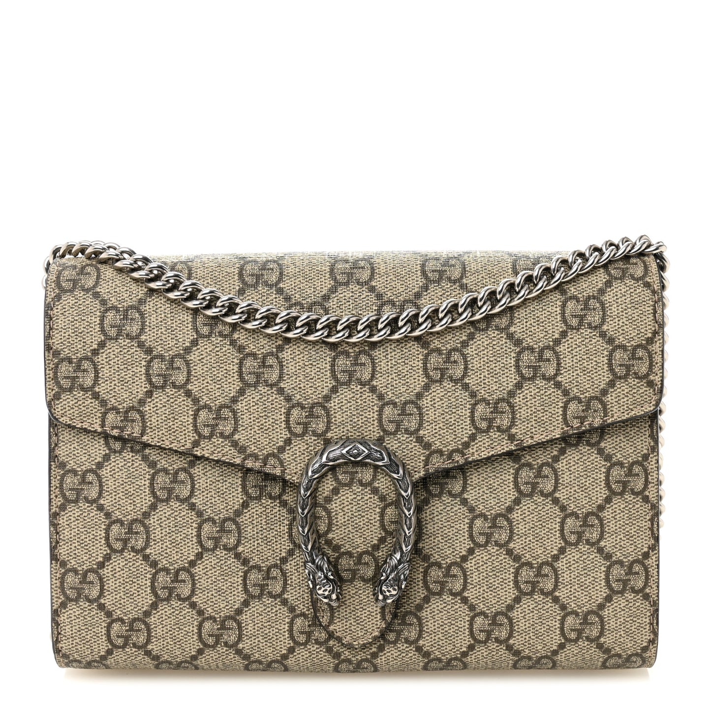 GG Supreme Monogram Mini Dionysus Chain Wallet Beige Taupe