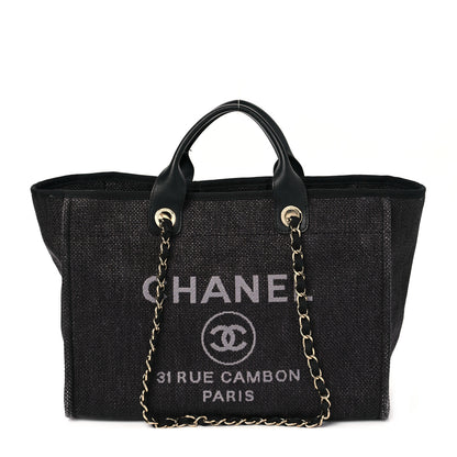 Chanel Woven Straw Raffia Medium Deauville Tote Black 1 of 10