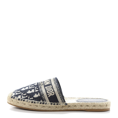 Christian Dior Oblique Embroidered Granville Espadrille 15mm Slippers 39.5 Deep Blue 1 of 9