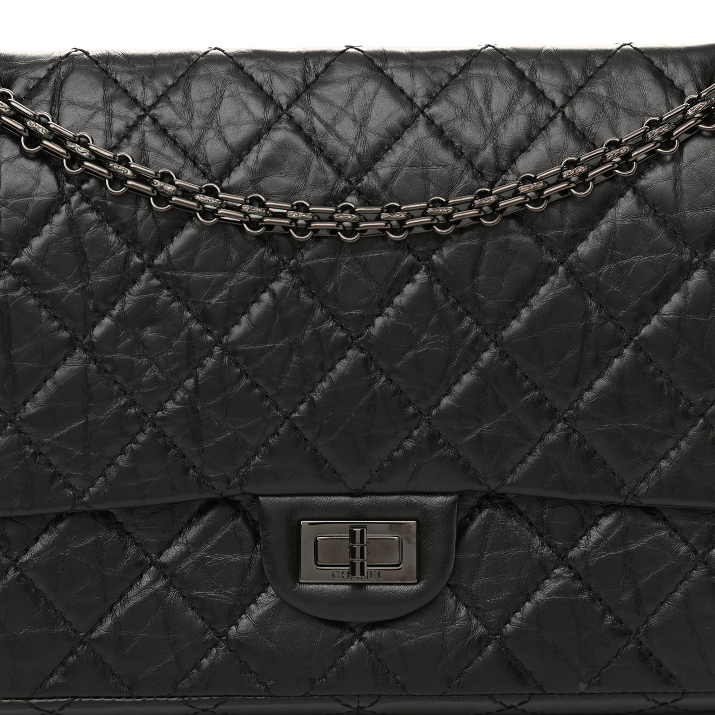 Aged Calfskin Quilted 2.55 Reissue 226 Flap So Black