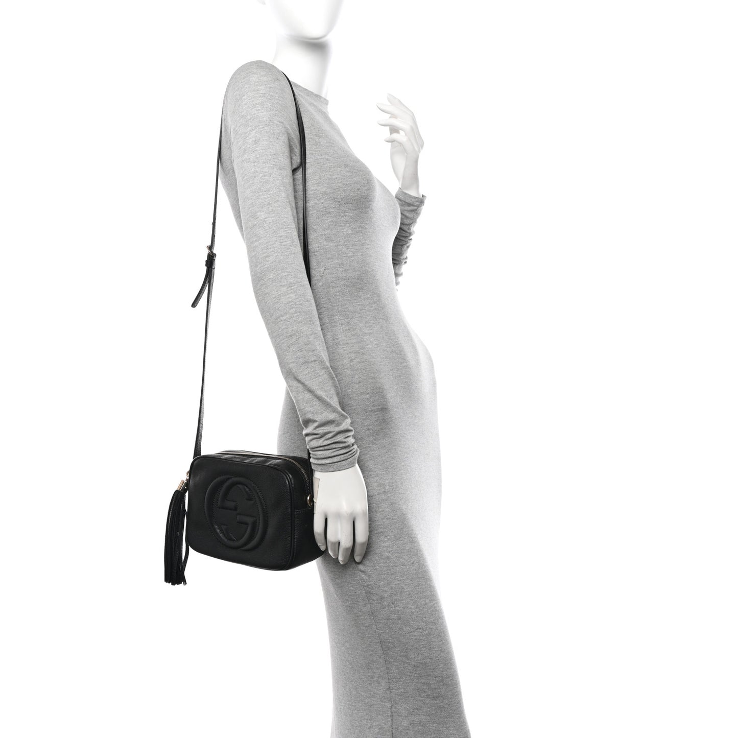 Pebbled Calfskin Small Soho Disco Bag Black
