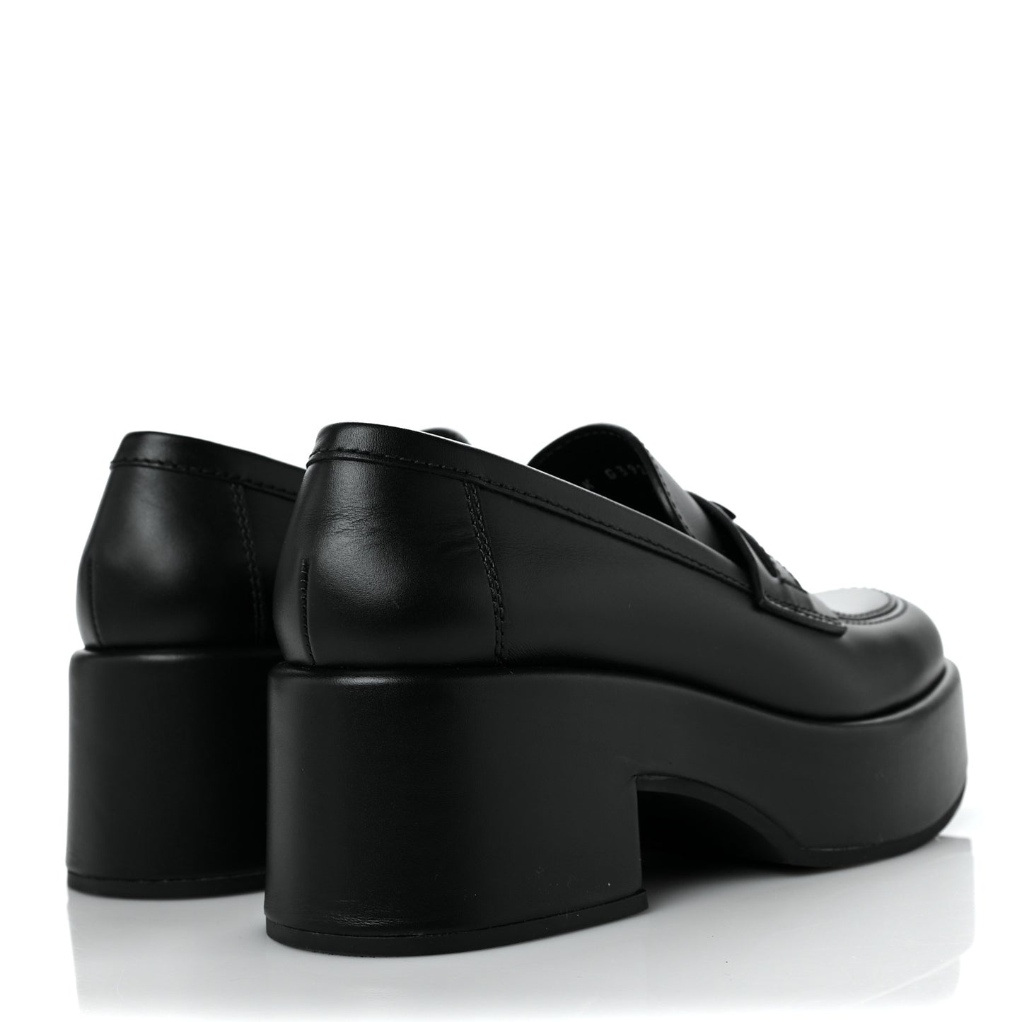 Calfskin CC Platform Loafers 35 Black
