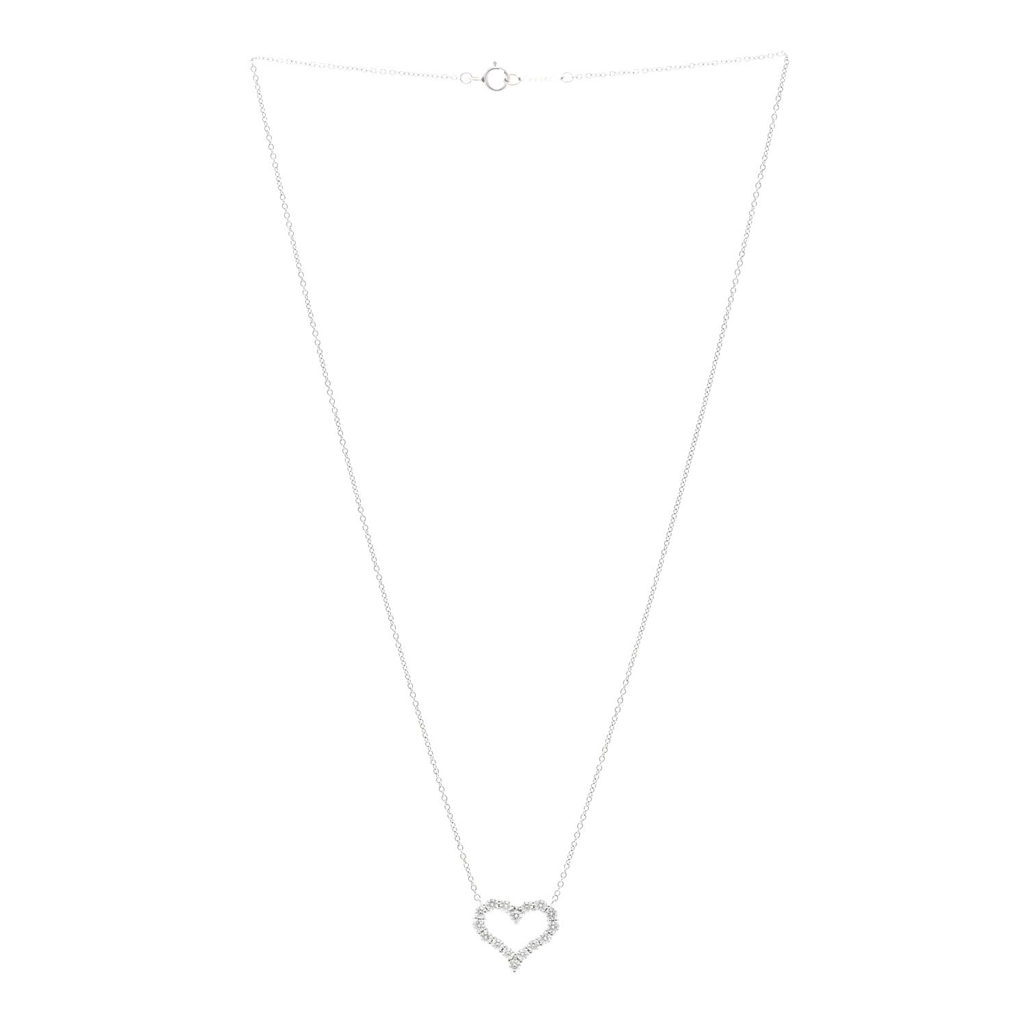 Tiffany Platinum Diamond Small Heart Pendant Necklace 3 of 5