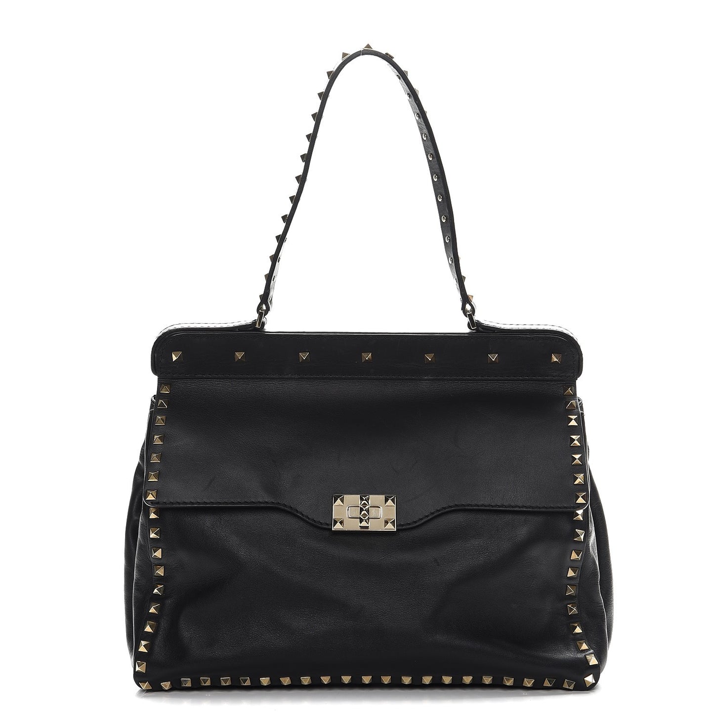 Nappa Rockstud Frame Handle Bag Black