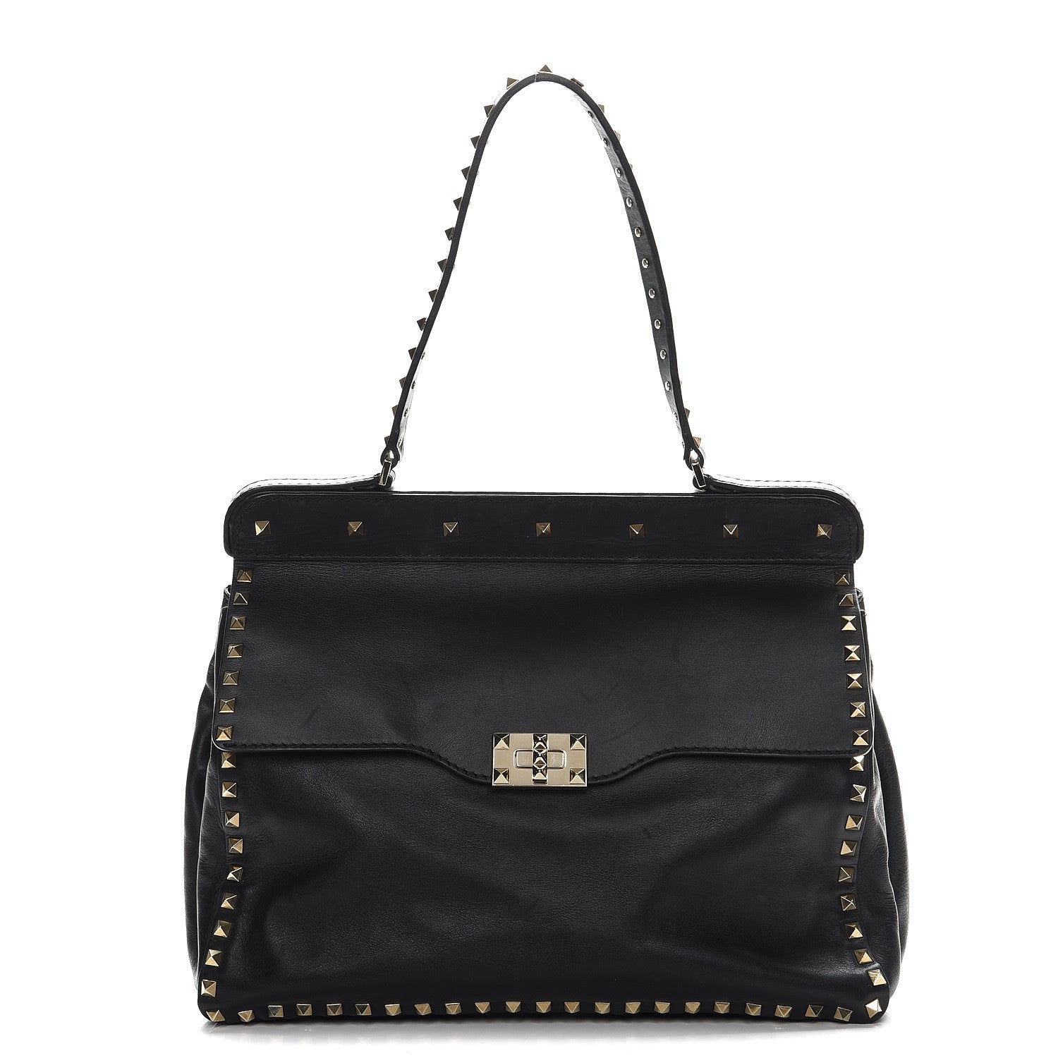 Valentino Garavani Nappa Rockstud Frame Handle Bag Black 1 of 12