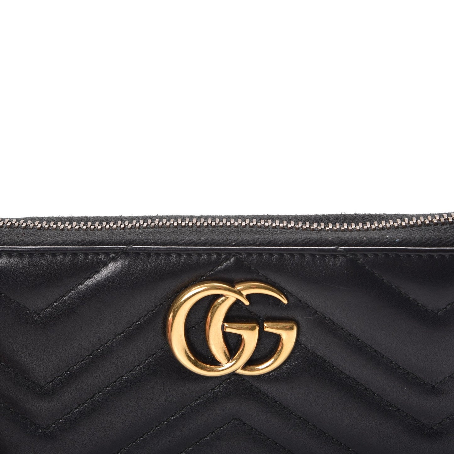 Calfskin Matelasse GG Marmont Zip Around Wallet Black