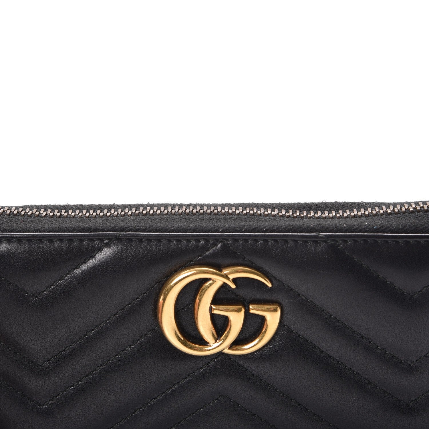 Gucci Calfskin Matelasse GG Marmont Zip Around Wallet Black 9 of 9