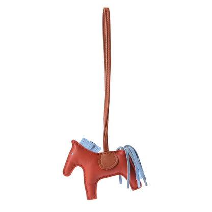 Hermes Milo Lambskin Grigri Rodeo Horse Bag Charm PM Capucine Celeste Cornaline 1 of 4