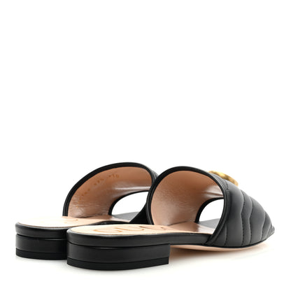 Gucci Nappa Matelasse GG Marmont Flat Slide Sandals 37.5 Black 4 of 8