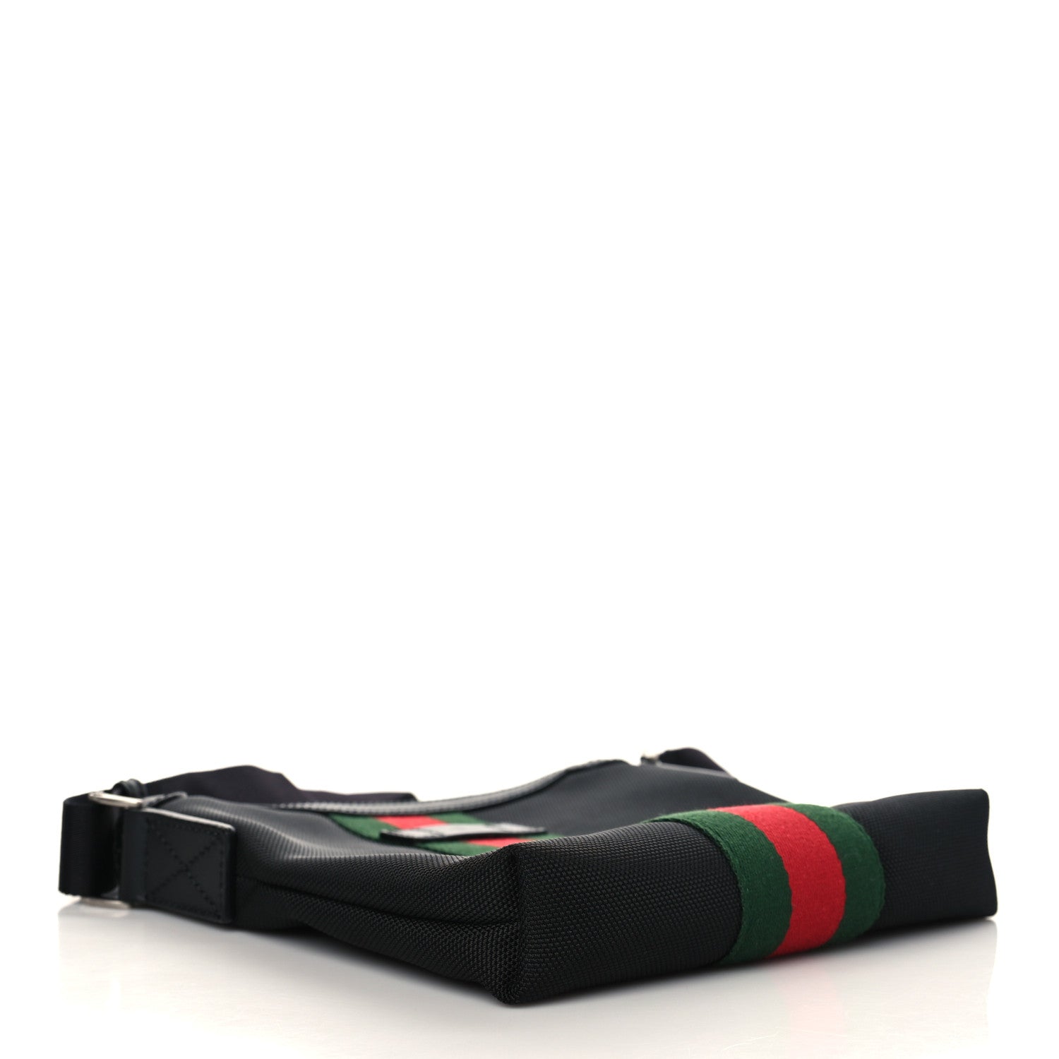 Gucci Techno Canvas Selleria Calfskin Web Small Flat Messenger Bag Black 3 of 8