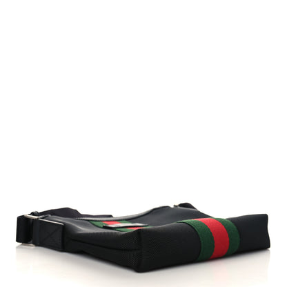 Gucci Techno Canvas Selleria Calfskin Web Small Flat Messenger Bag Black 3 of 8