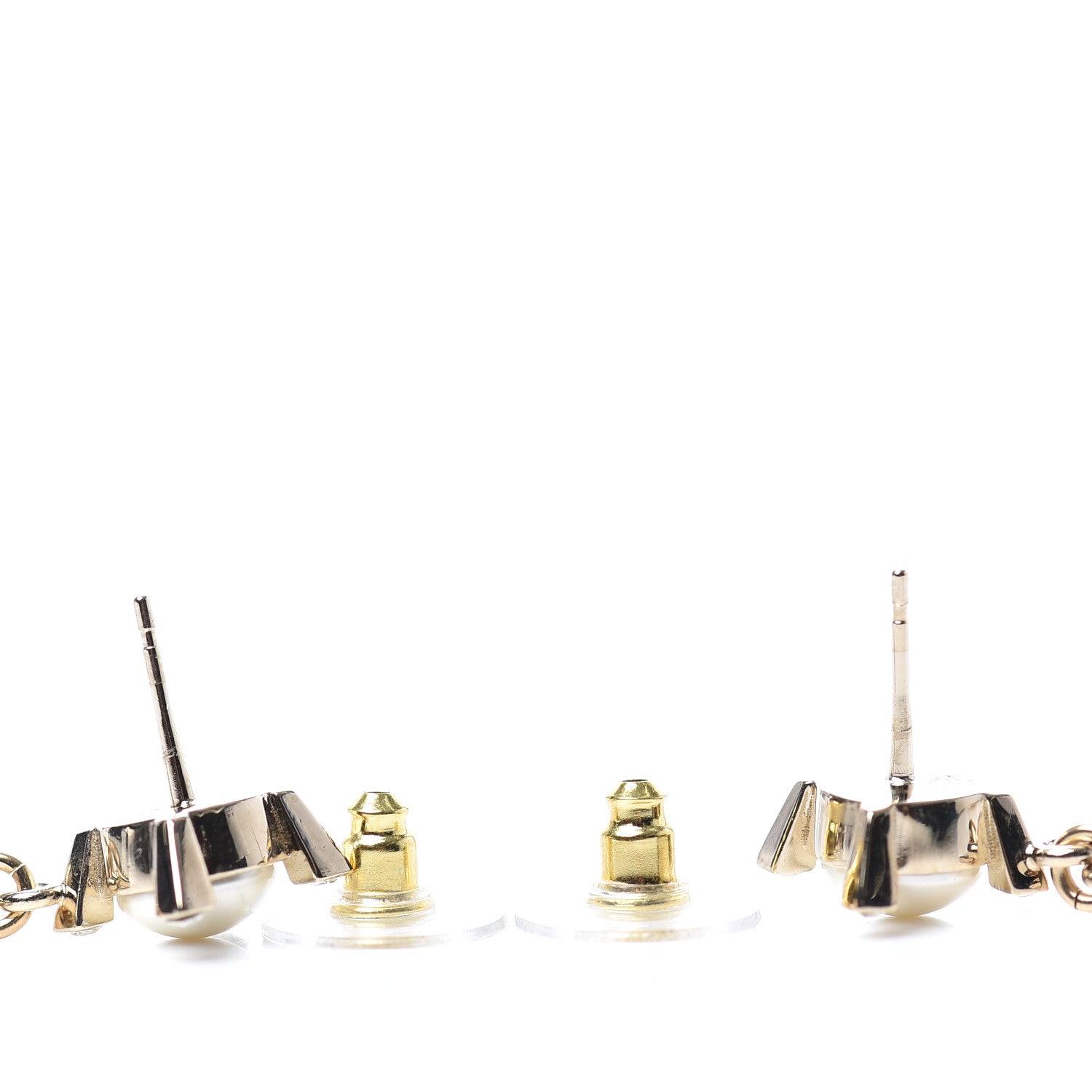 Chanel Crystal Pearl CC Drop Earrings Gold 3 of 4