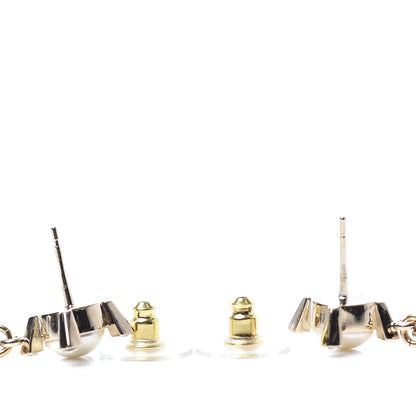 Chanel Crystal Pearl CC Drop Earrings Gold 3 of 4