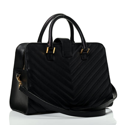 Saint Laurent Calfskin Matelasse Chevron Small Monogram Cabas Black 2 of 4