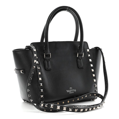 Valentino Garavani Vitello Mini Rockstud Double Handle Tote Black 3 of 14