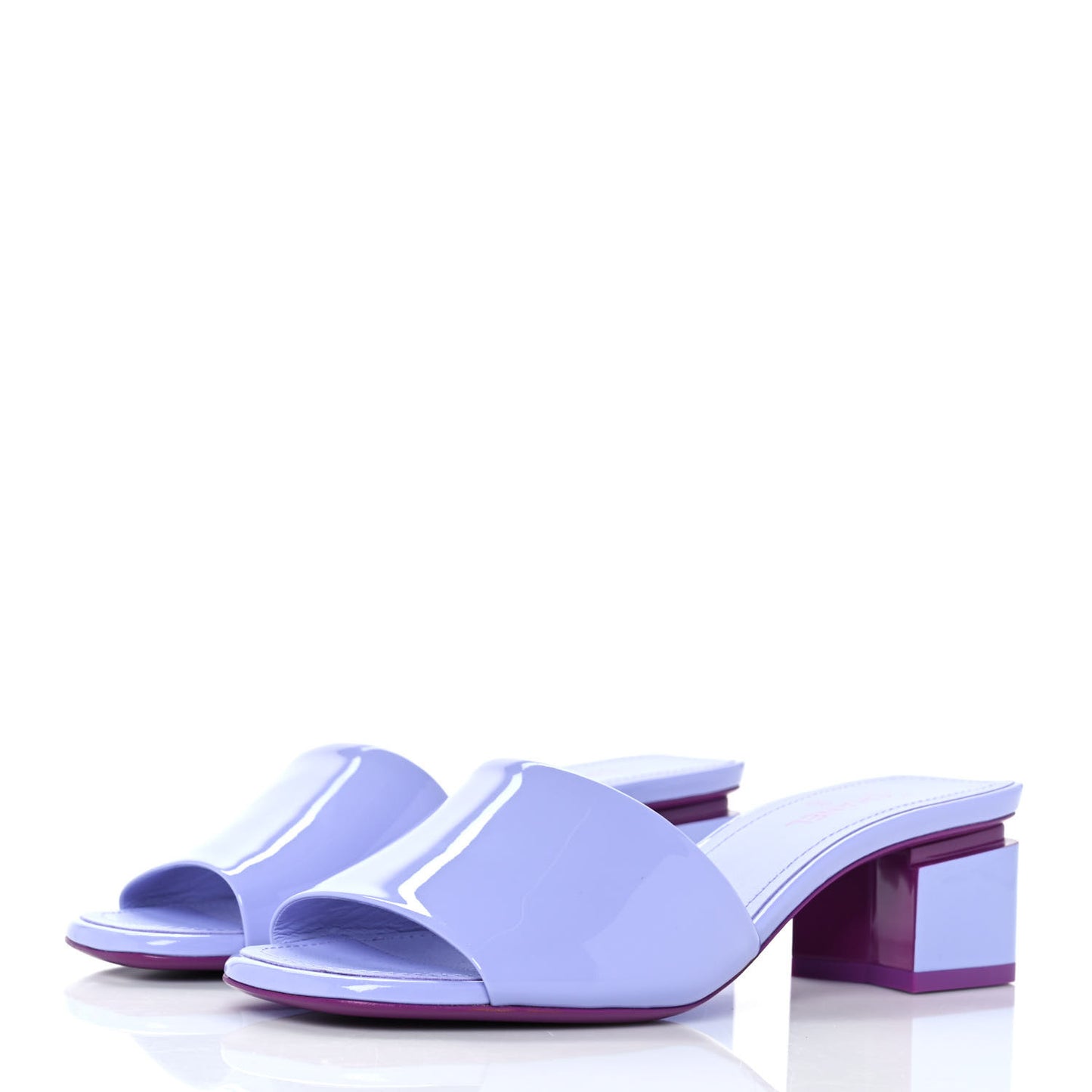 Patent Calfskin CC Mules 36 Light Purple Dark Purple