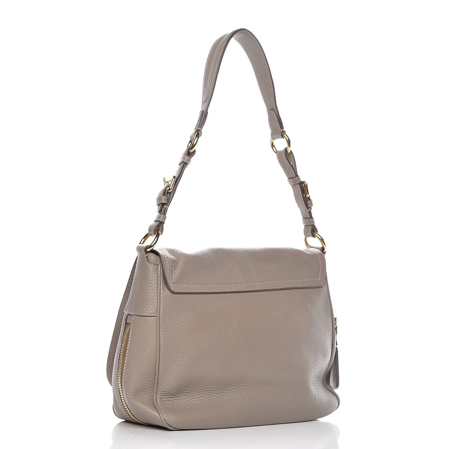Prada Vitello Daino Flap Shoulder Bag Argilla 3 of 7