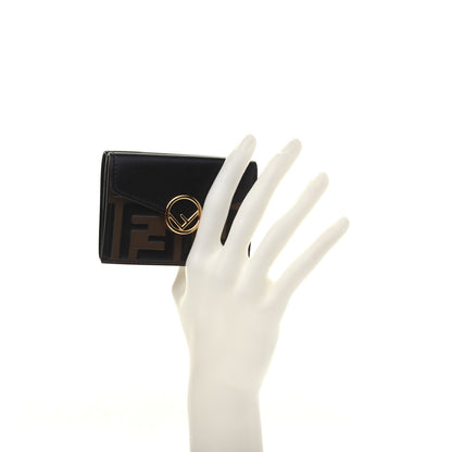 Fendi Vitello Liberty F is Fendi Bi-Color FF 1974 Embossed Micro Tri-Fold Envelope Wallet Maya Black 2 of 13