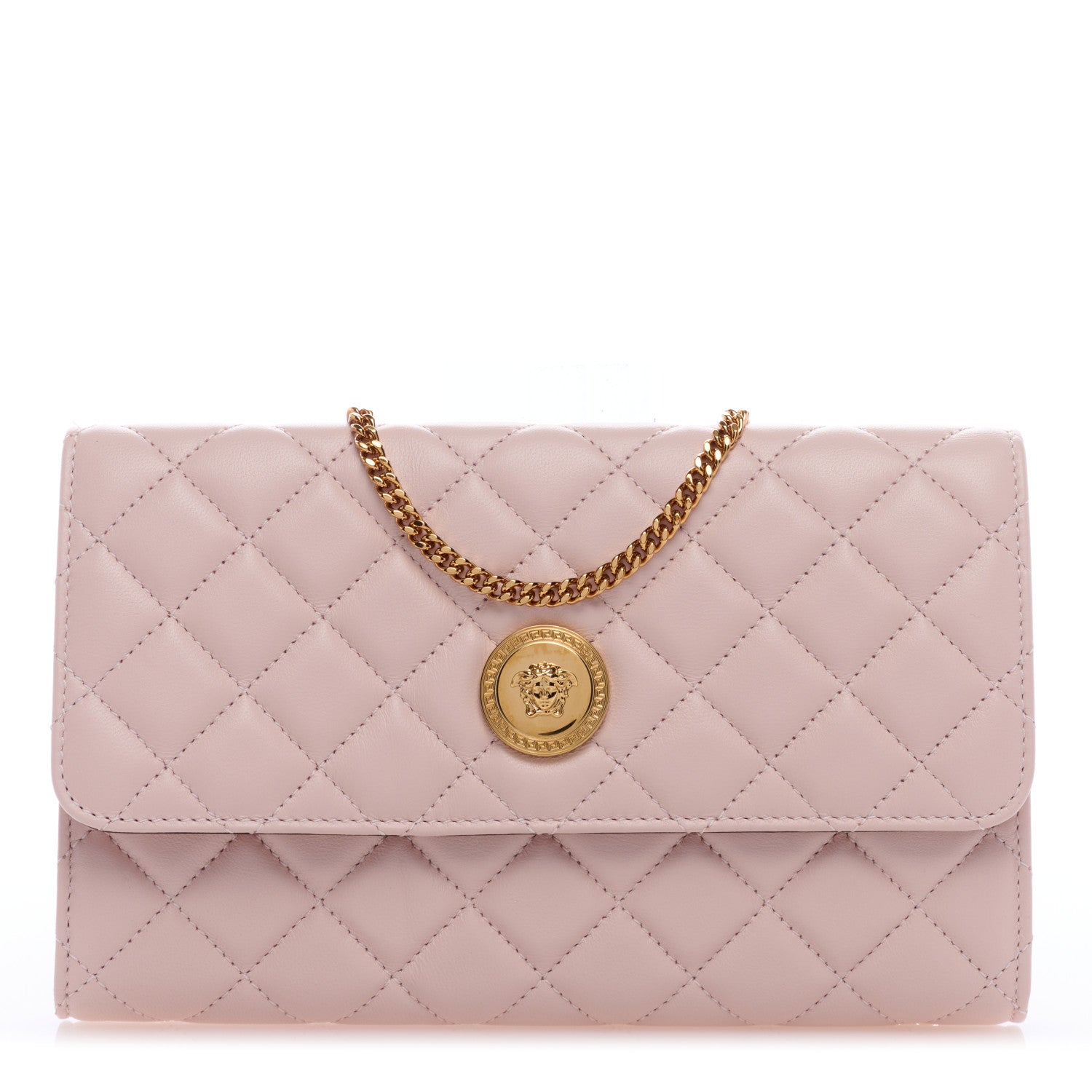 Versace Lambskin Quilted Medusa Wallet On Chain Crossbody Light Pink 1 of 8