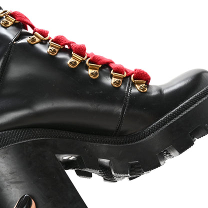 Gucci Magnum Calfskin Pearl Lace Up Combat Ankle Boots 38.5 Black 7 of 15