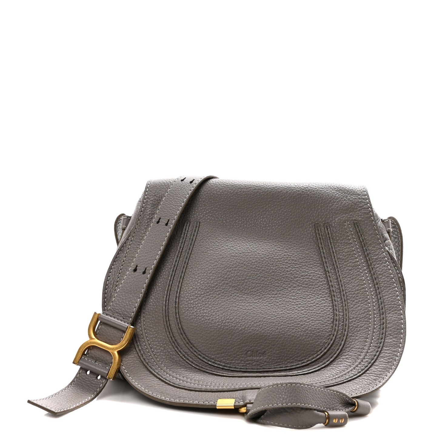 Calfskin Medium Marcie Round Crossbody Bag Cashmere Grey