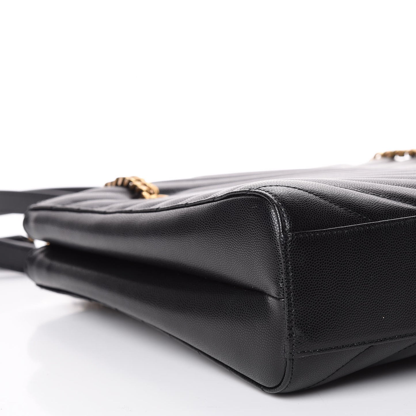 Grain De Poudre Matelasse Chevron Medium Tribeca Shopping Bag Black