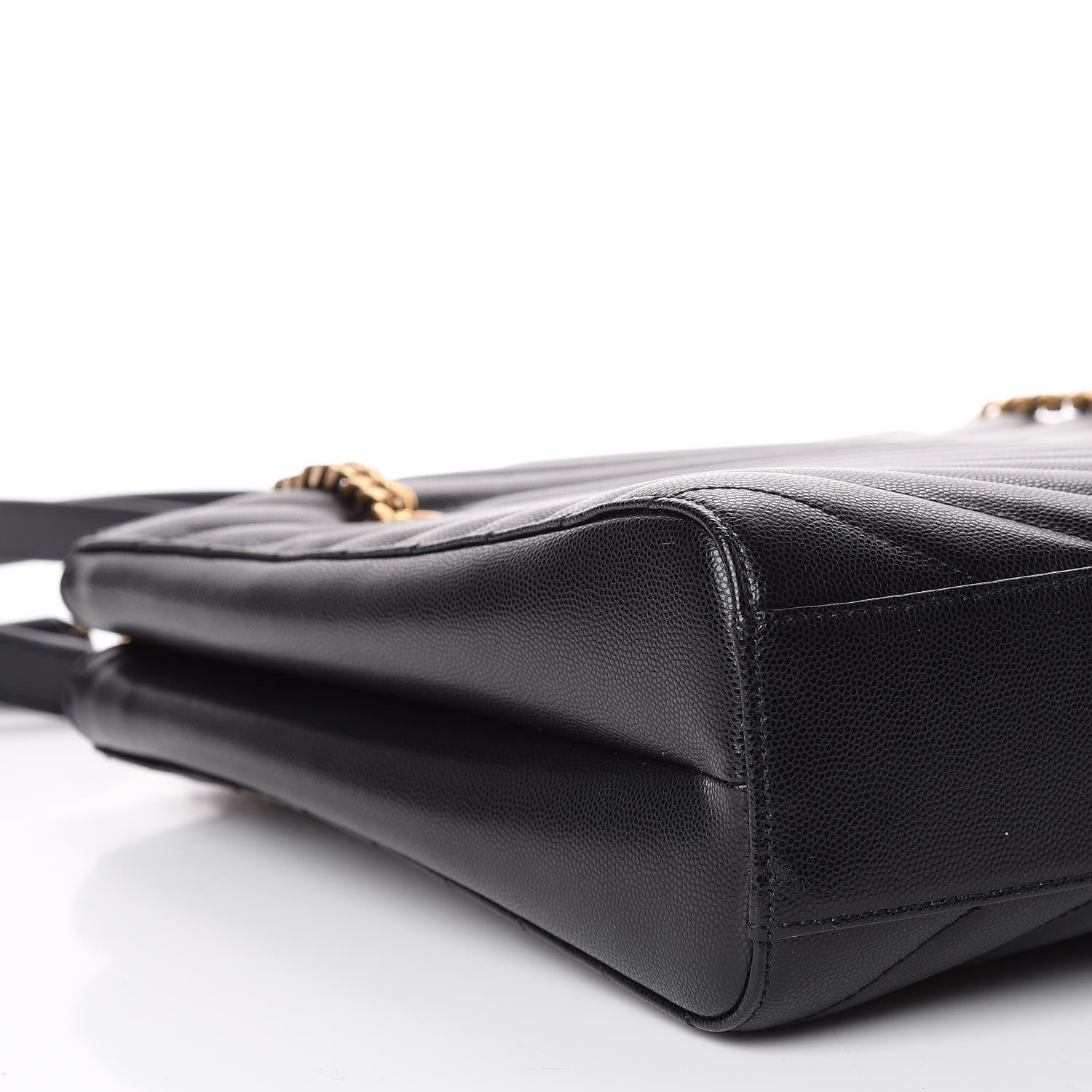 Saint Laurent Grain De Poudre Matelasse Chevron Medium Tribeca Shopping Bag Black 10 of 12