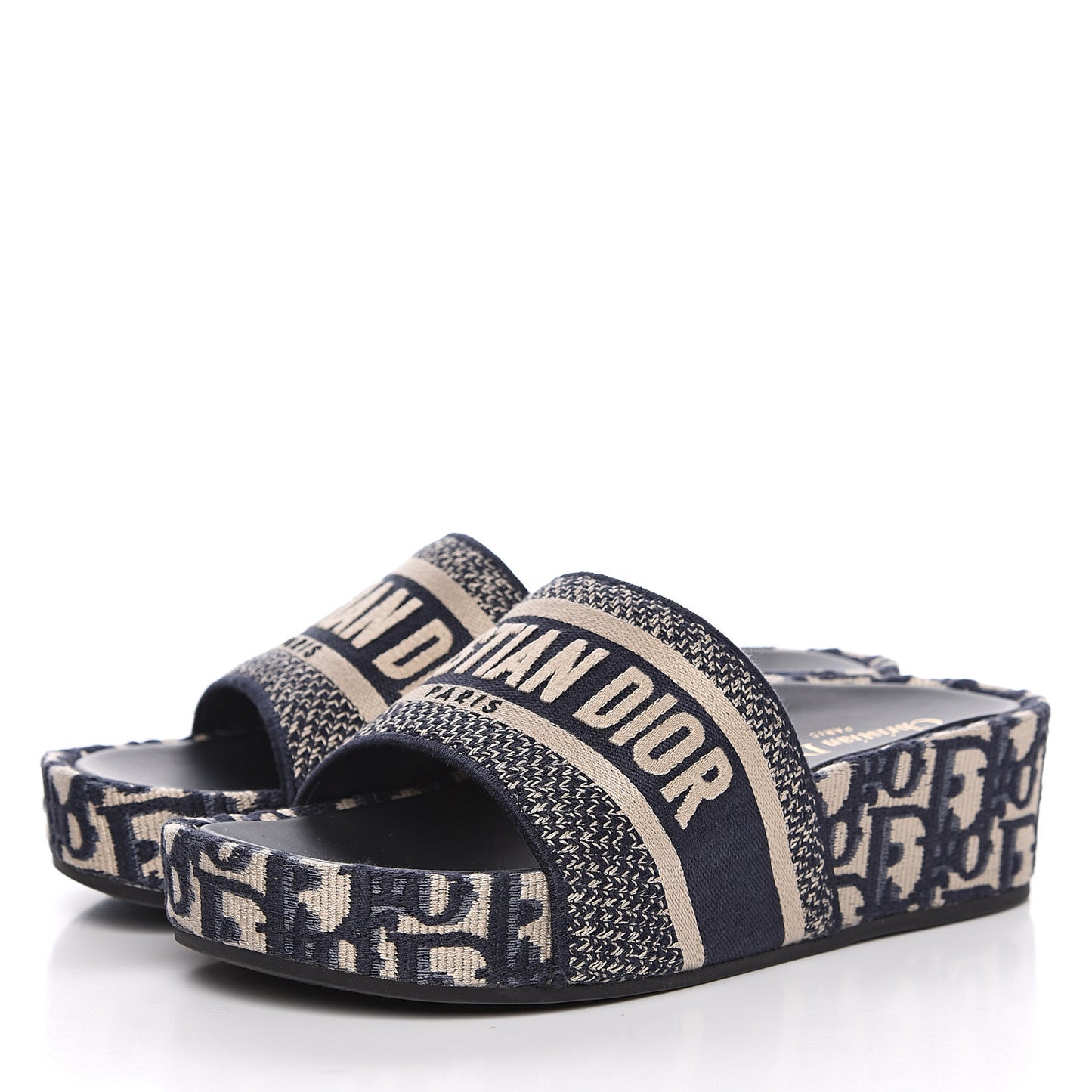 Oblique D-Way Platform Sandal 38 Deep Blue