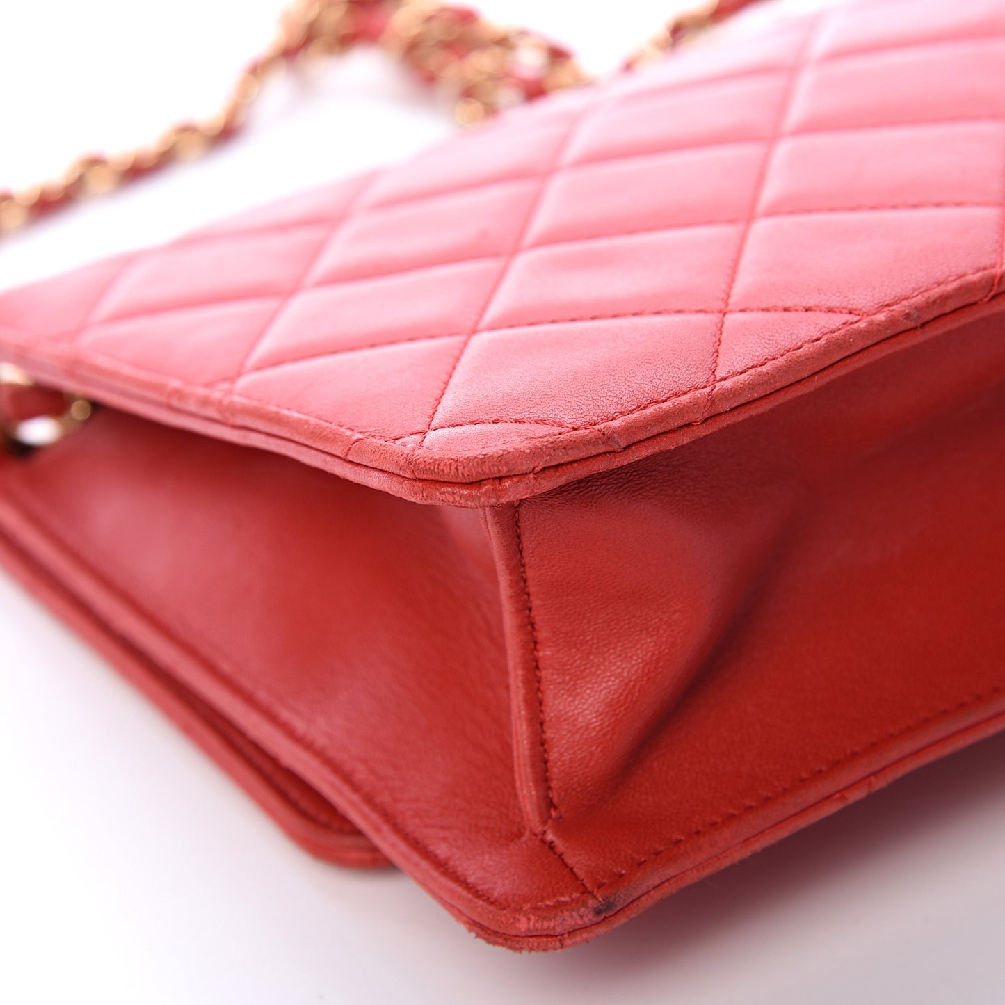 Lambskin Quilted Large Golden Class Flap Red