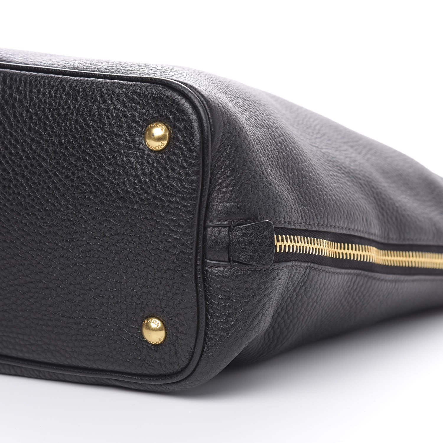 Prada Vitello Daino Side Zip Tote Black 9 of 11