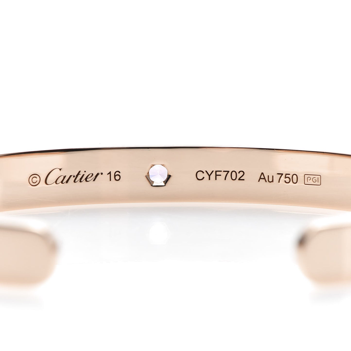 18K Pink Gold Pink Sapphire LOVE Cuff Bracelet 16
