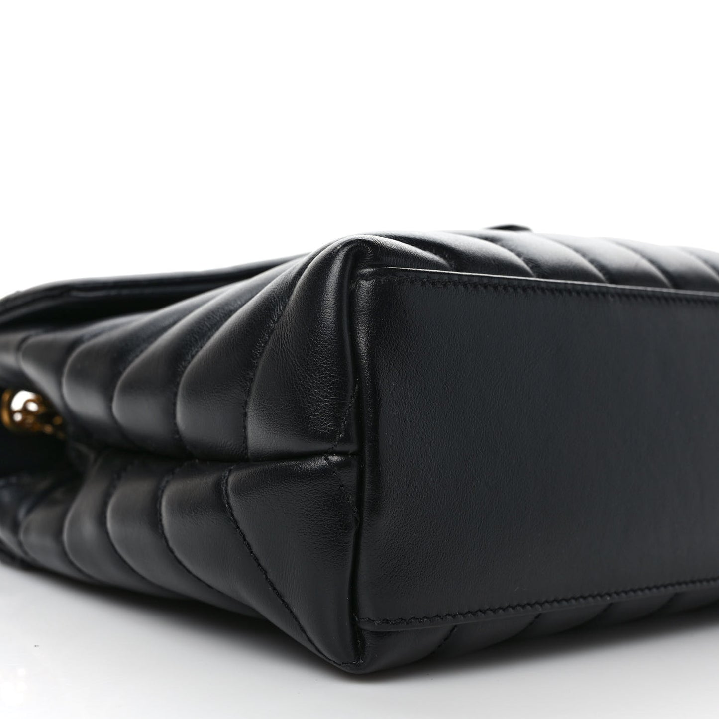 Calfskin Y Quilted Monogram Small Loulou Chain Satchel Black