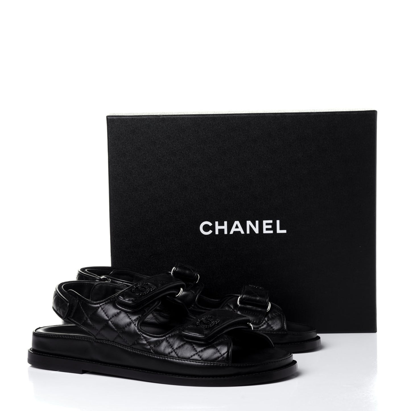 Lambskin Velcro Dad Sandals 41 Black