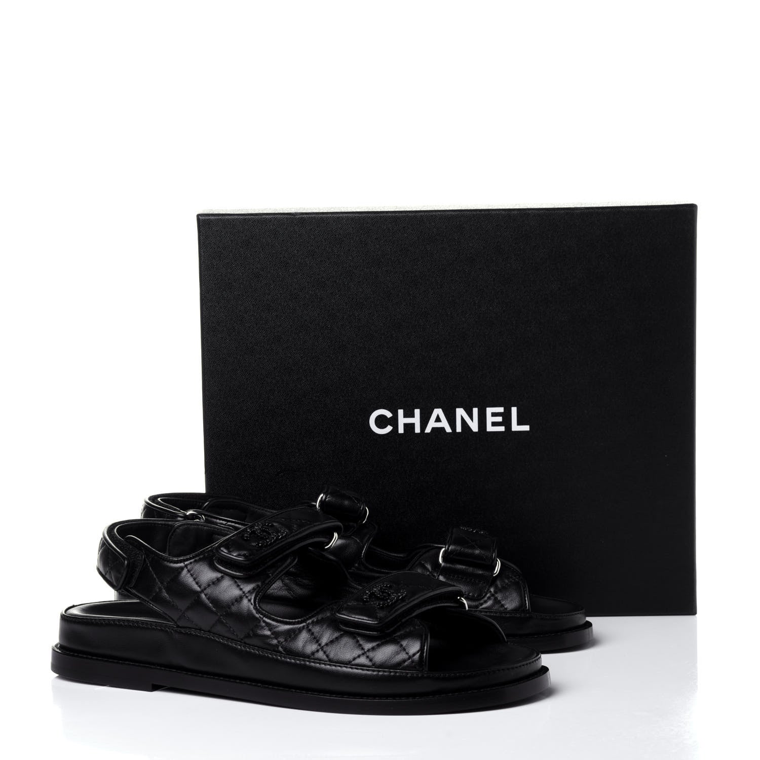 Chanel Lambskin Velcro Dad Sandals 41 Black 11 of 11