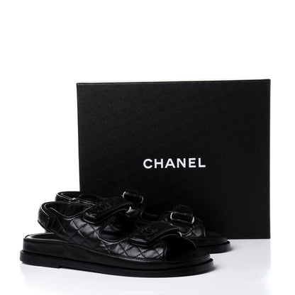 Chanel Lambskin Velcro Dad Sandals 41 Black 11 of 11