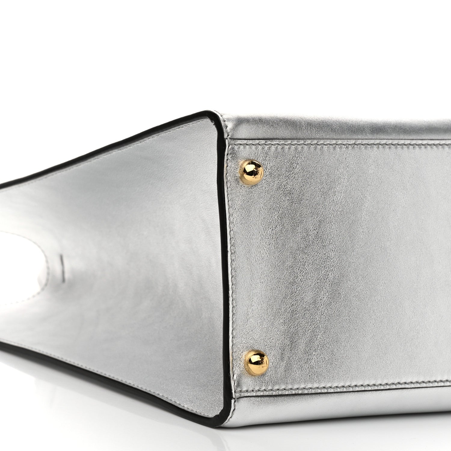 Fendi Vitello Catalan Mirror Plexiglass Logo Embossed Medium Fendi Sunshine Shopper Tote Argento 9 of 10