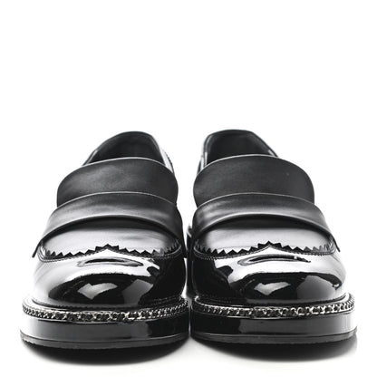 Chanel Patent Lambskin CC Chain Mocassin Loafers 38.5 Black 2 of 8